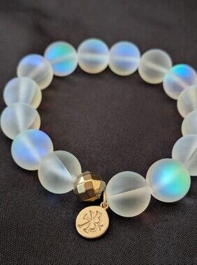 Luminous Frosted Mermaid Glass Synthetic Moonstone Bracelet By Karli Buxton